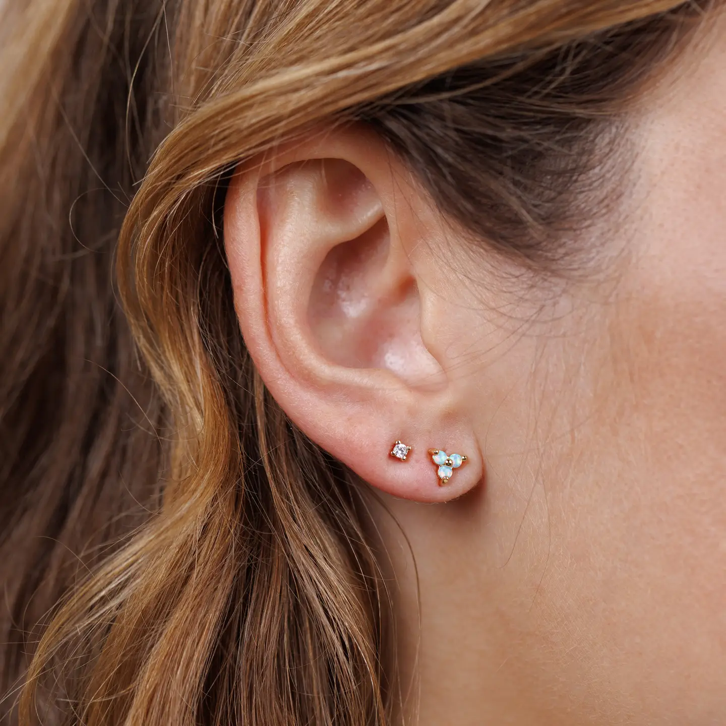 Fire Opal Trio Cluster Earrings