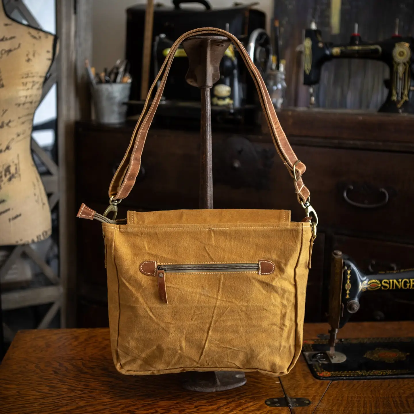 Moth Rising Canvas Saddle Bag