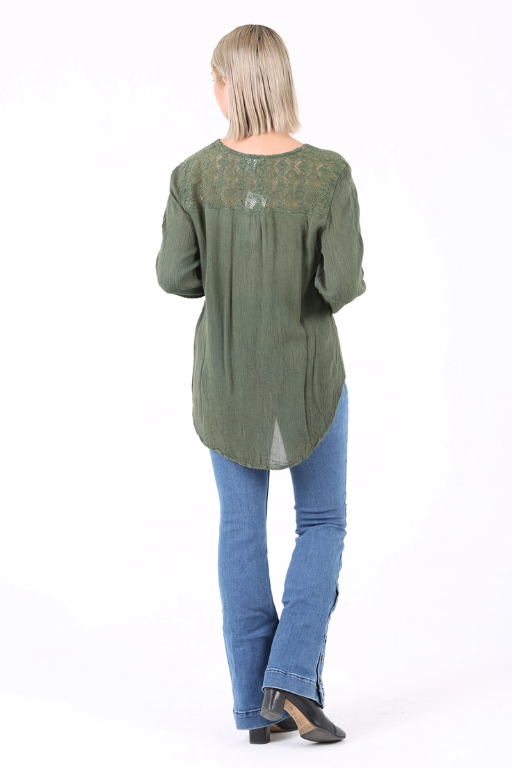 Tie Waist Embroidered Top
