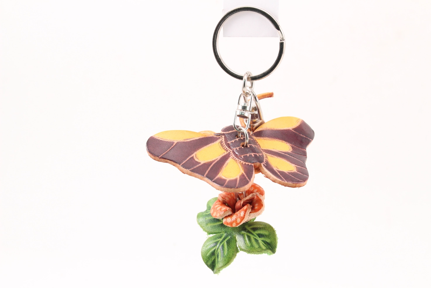 Leather Keychain Butterfly Flower