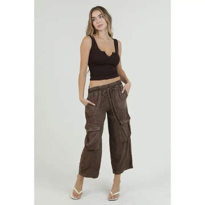 Tie Waist Cargo Pants