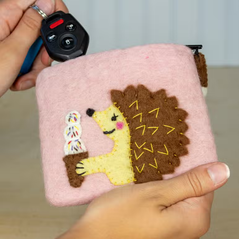 Felted Coin Purse - Hedgehog