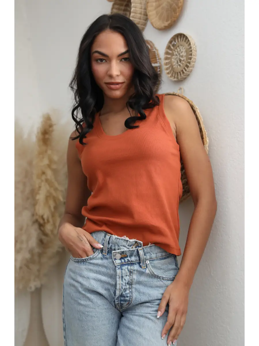 Scoop Neck Rib Knit Tank