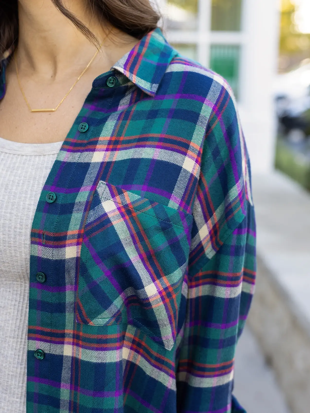 Favorite Button Up Plaid Top