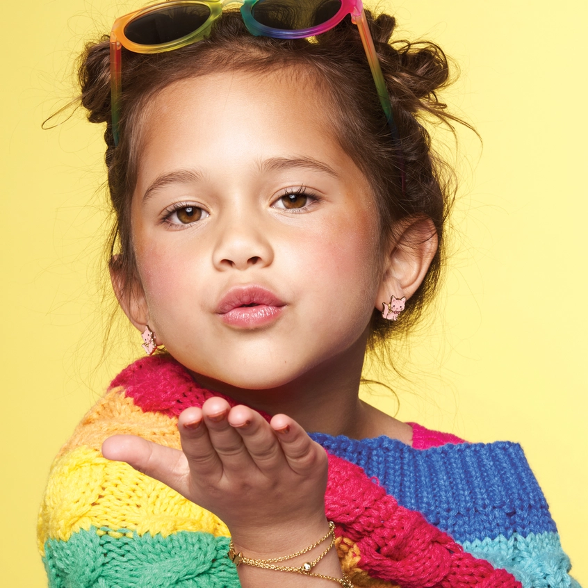 Pink Kitty Clip On Earrings