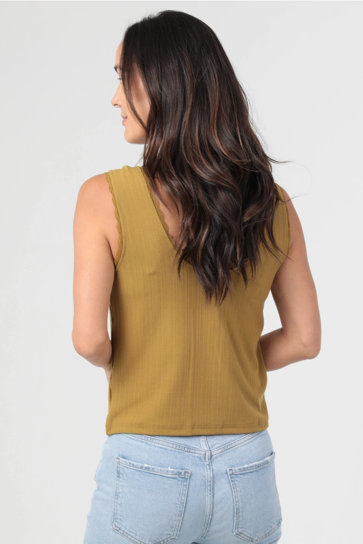 Cinch Bust Lace Trim Tank