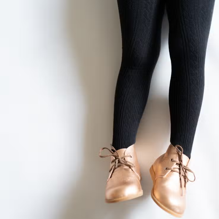 Girls Cable Knit Tights - Black