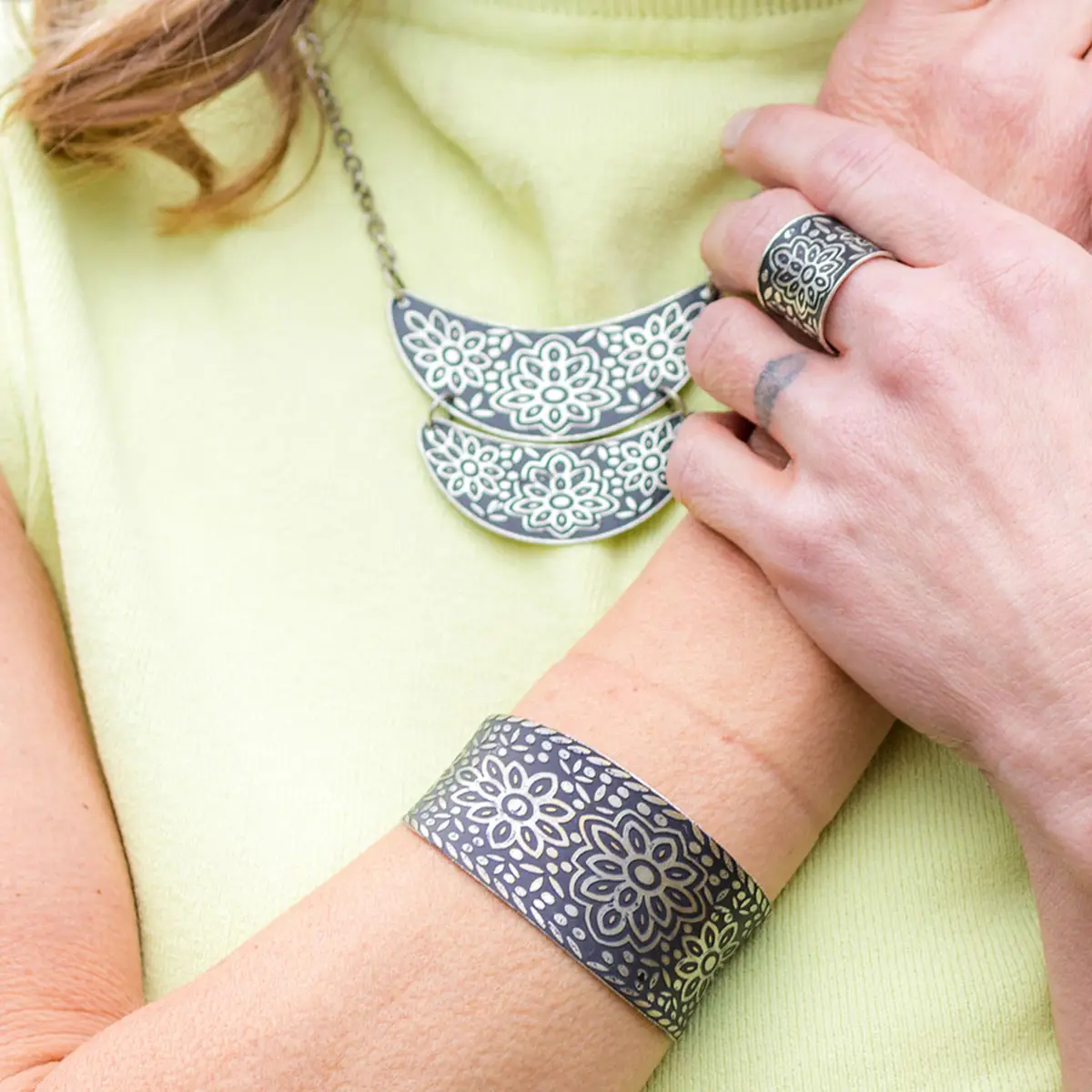Silver Patina Cuff Bracelet