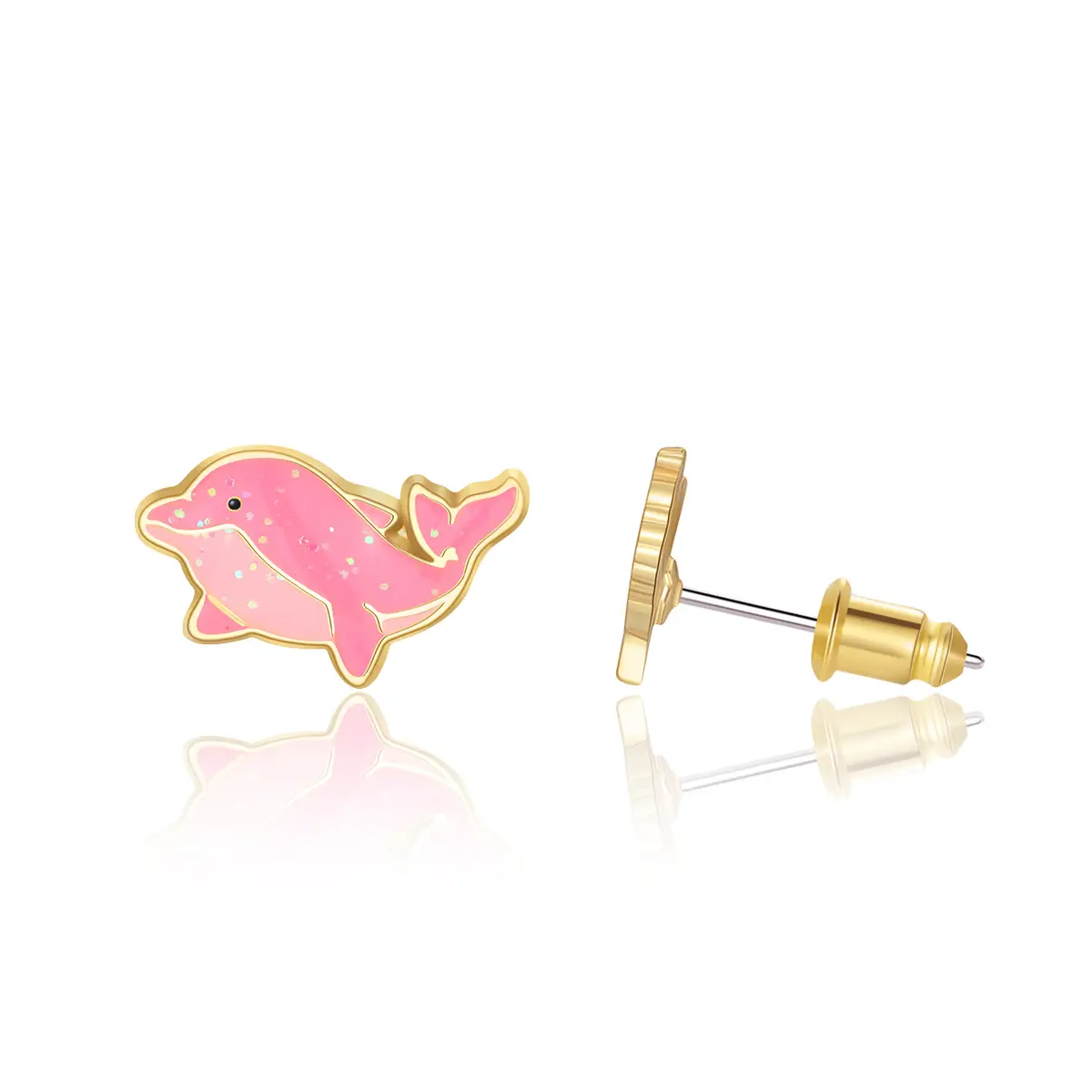 Dazzling Dolphin Stud Earrings