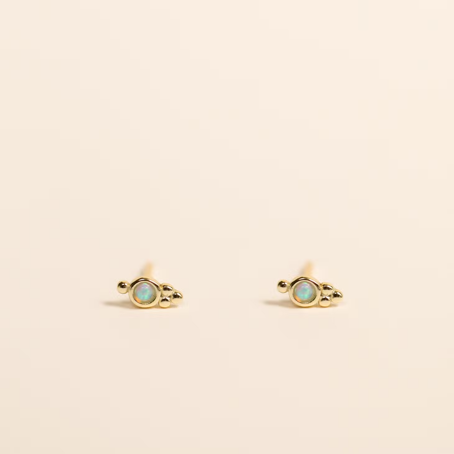 Tri Ball Stud Earrings - Fire Opal