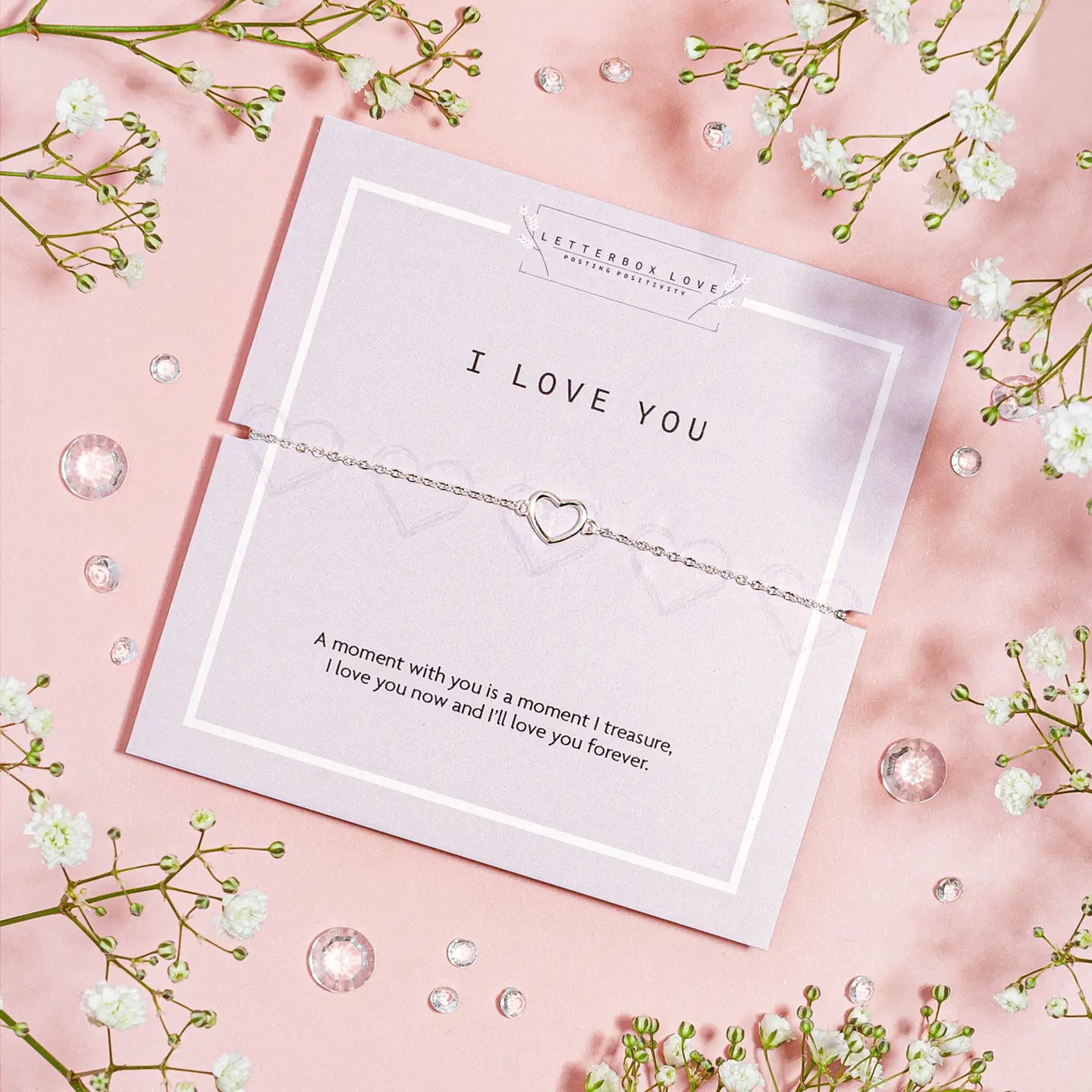 I Love You Silver Heart Bracelet