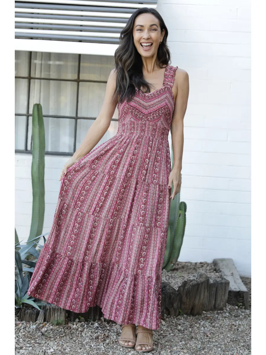 a line smocked dress Bust Maxi Ten Years Before Her designed with charming ruffled Size:20 1/2 XLONG Leather pants