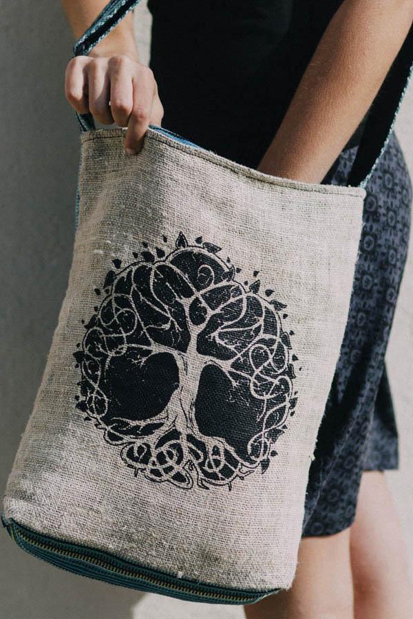 Tree of Life Hemp & Cotton Bag