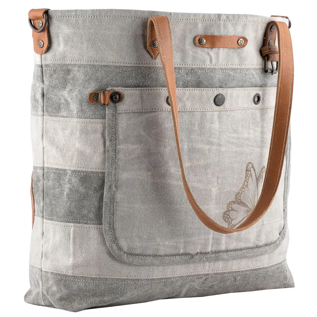 Butterfly Striped Tote Bag
