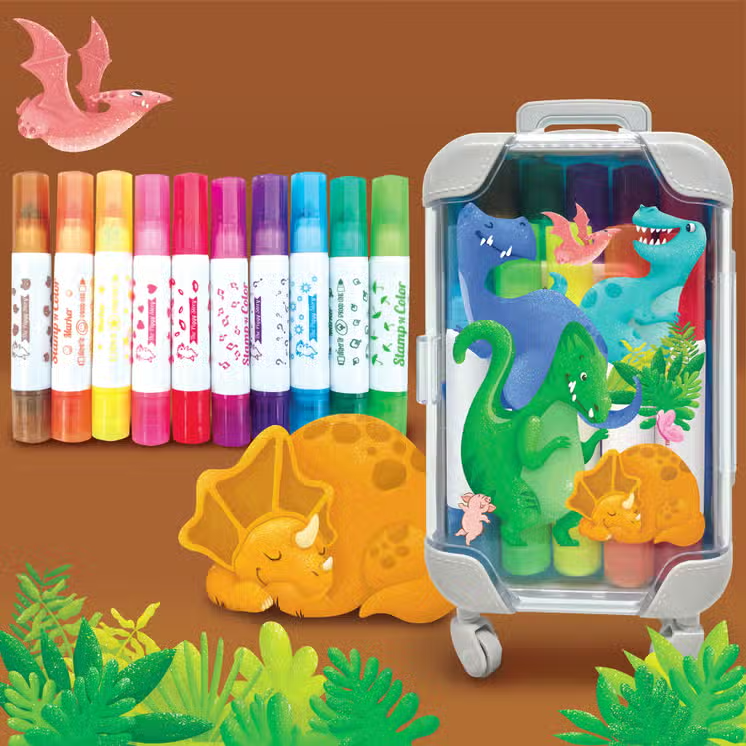 Stamp & Color Markers Dino