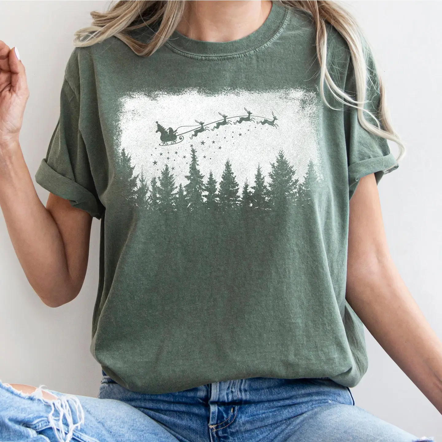Pine Tree Santa Silhouette T-Shirt