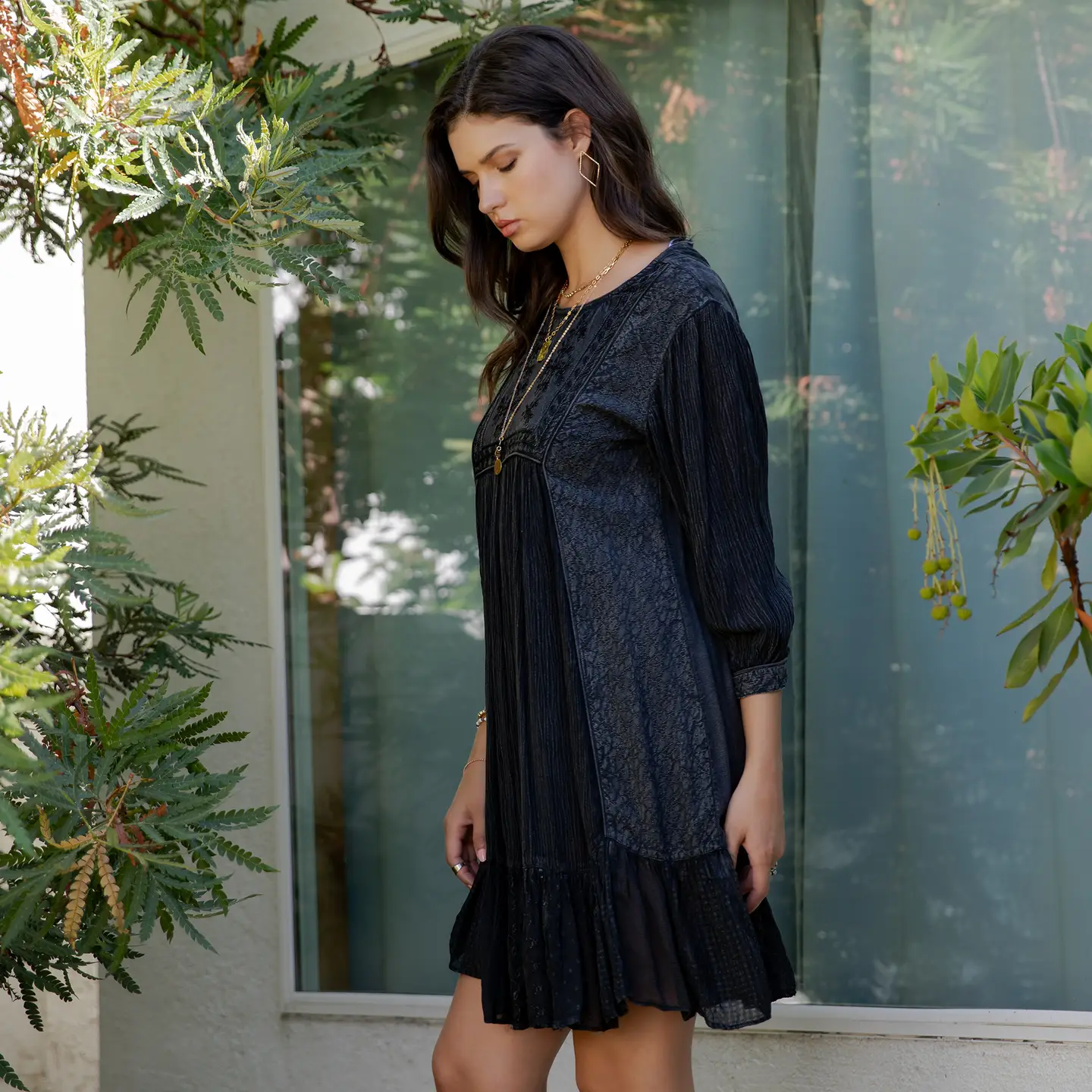 Boho Embroidered Babydoll Dress