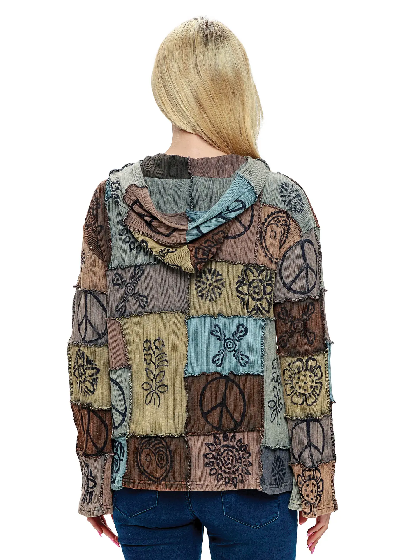 Blockprinted Patchwork Hooded Jacket