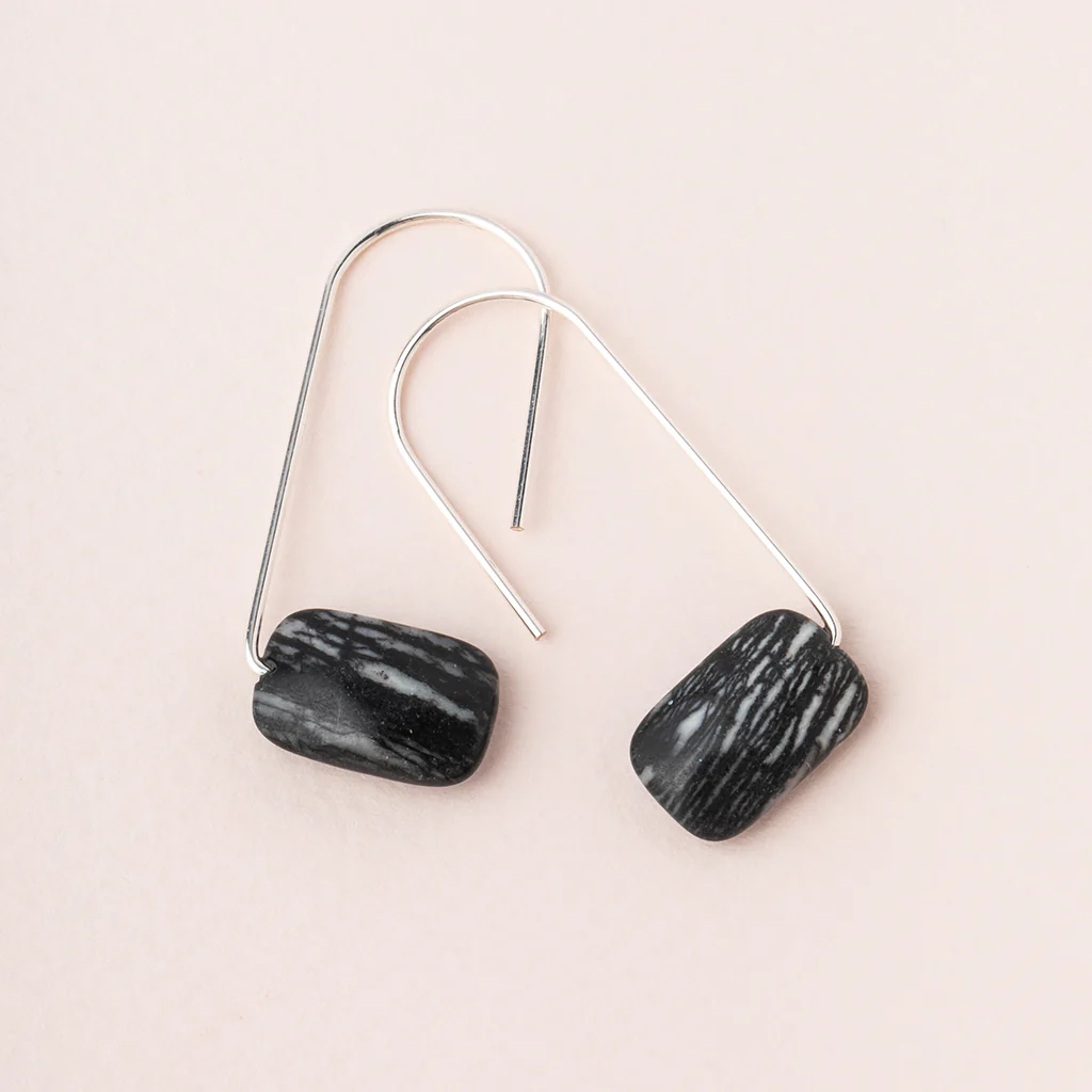 Floating Stone Earrings Picasso Jasper