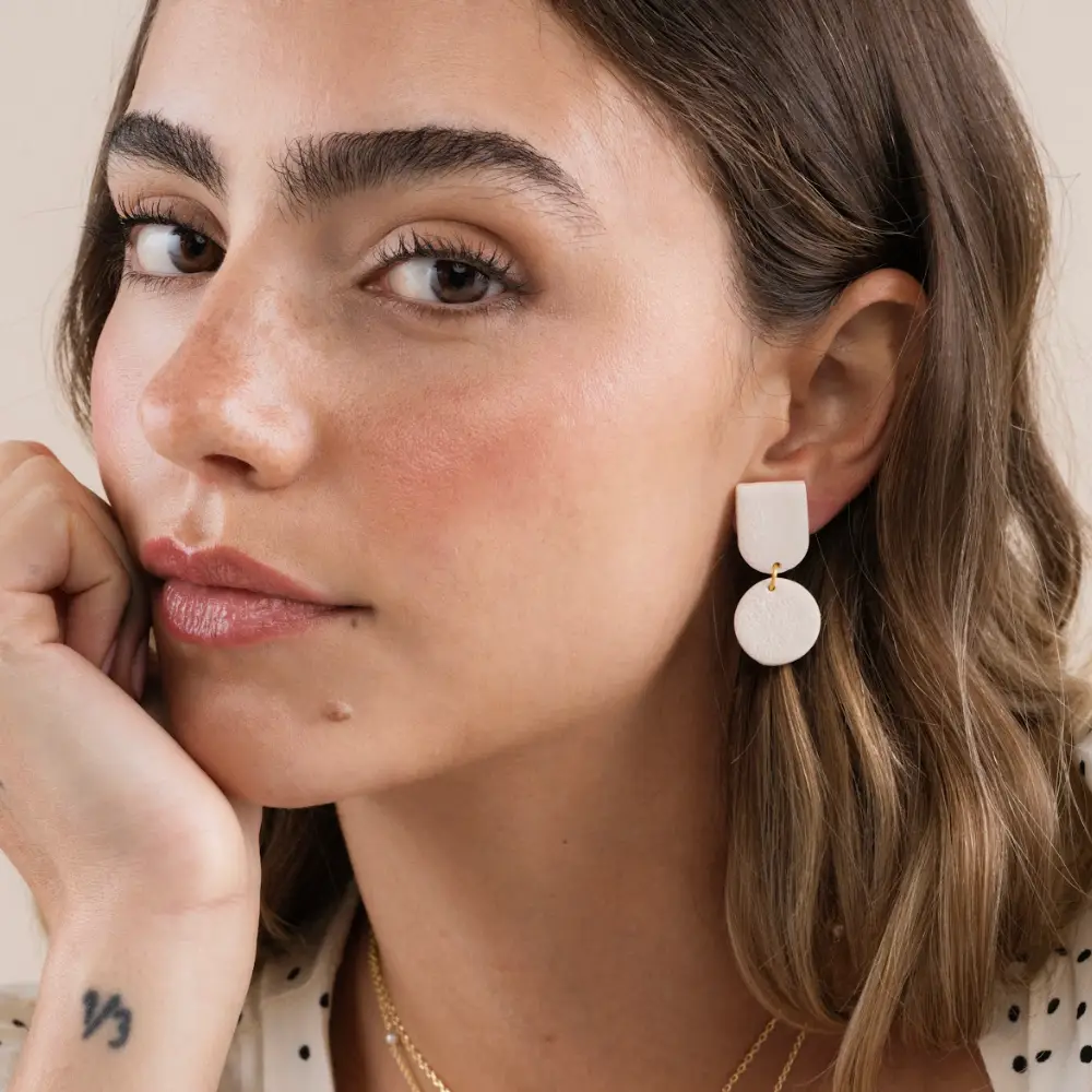 Circle Dome Clay Earrings