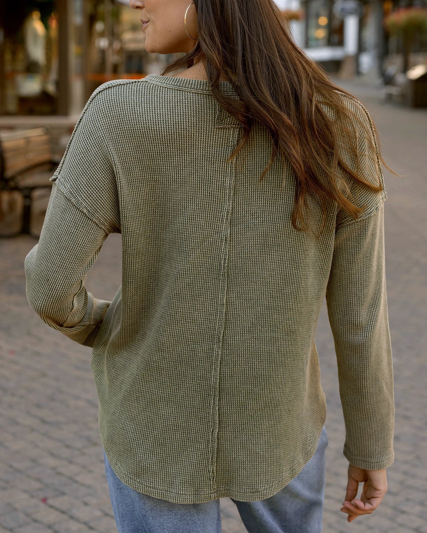 Mineral Washed Waffle Henley Top