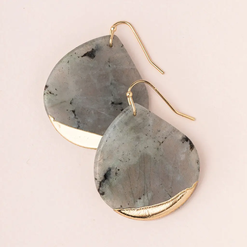 Stone Dipped Earrings Labradorite