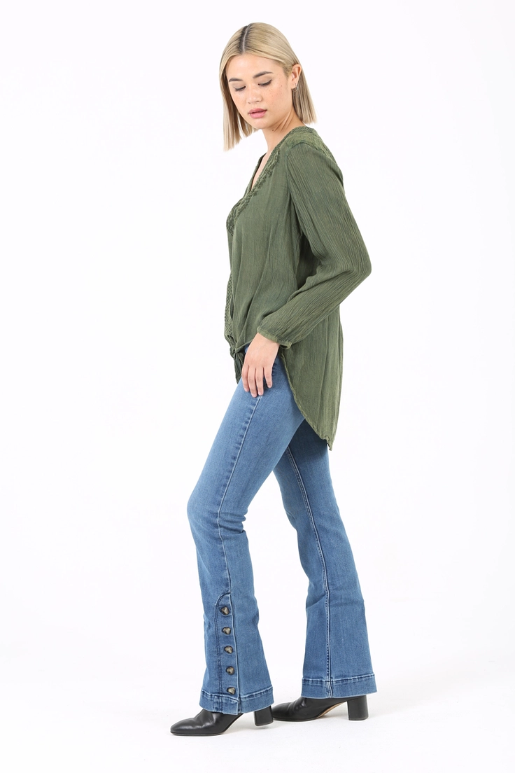 Tie Waist Embroidered Top