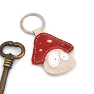 Cute Mushroom Leather Keychain