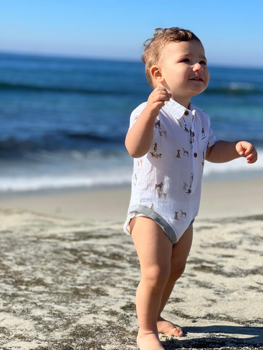 Baby Henry Dog All Over Short Sleeve Onesie