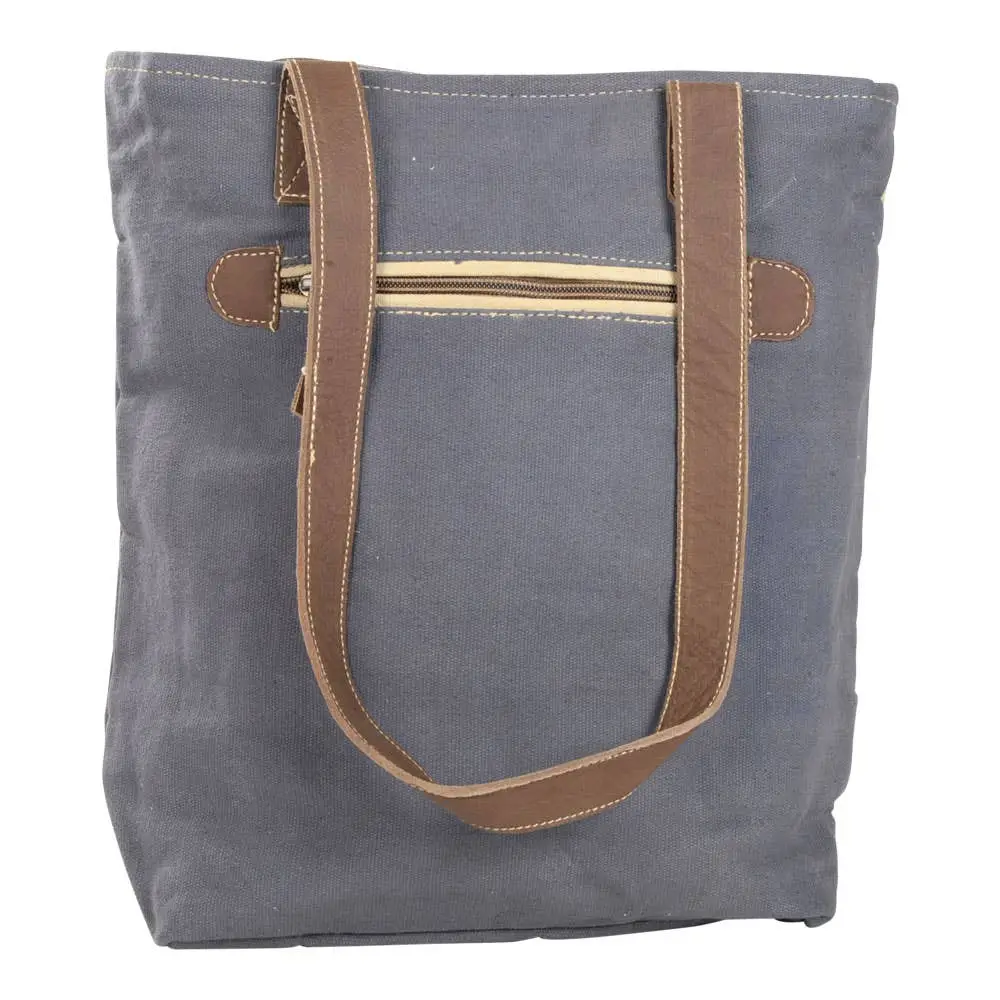 Grey & Tan Floral Canvas Tote