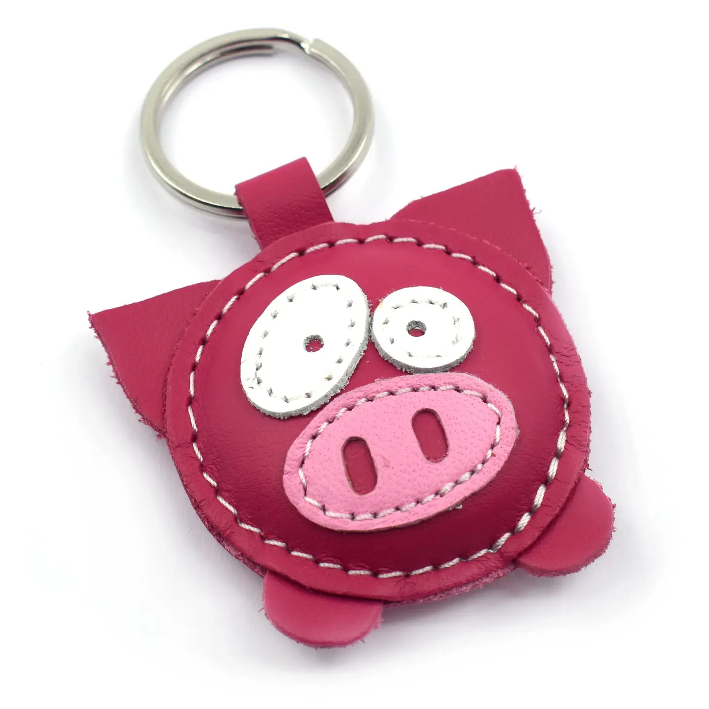 Cute Pig Leather Keychain