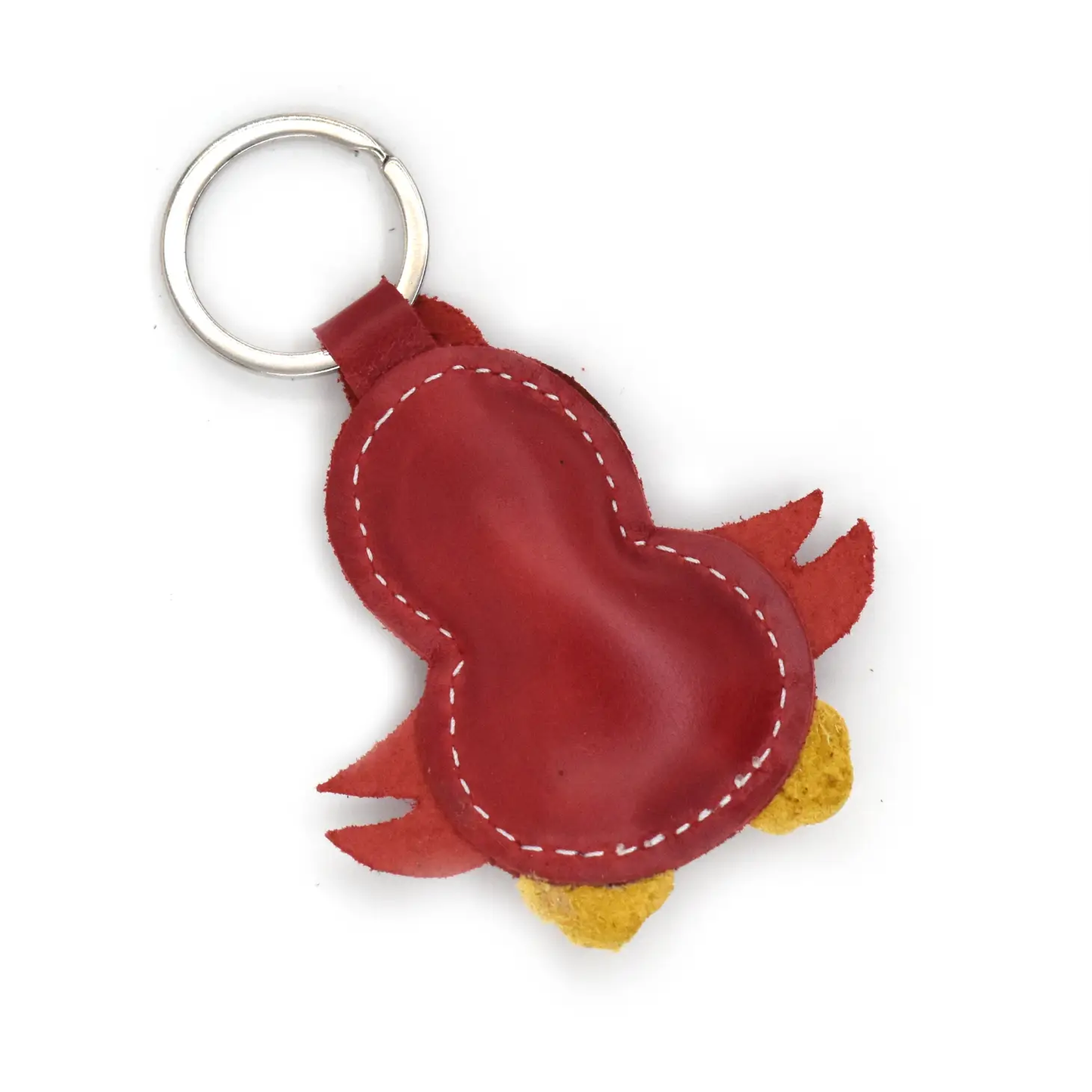 Little Red Bird Leather Keychain