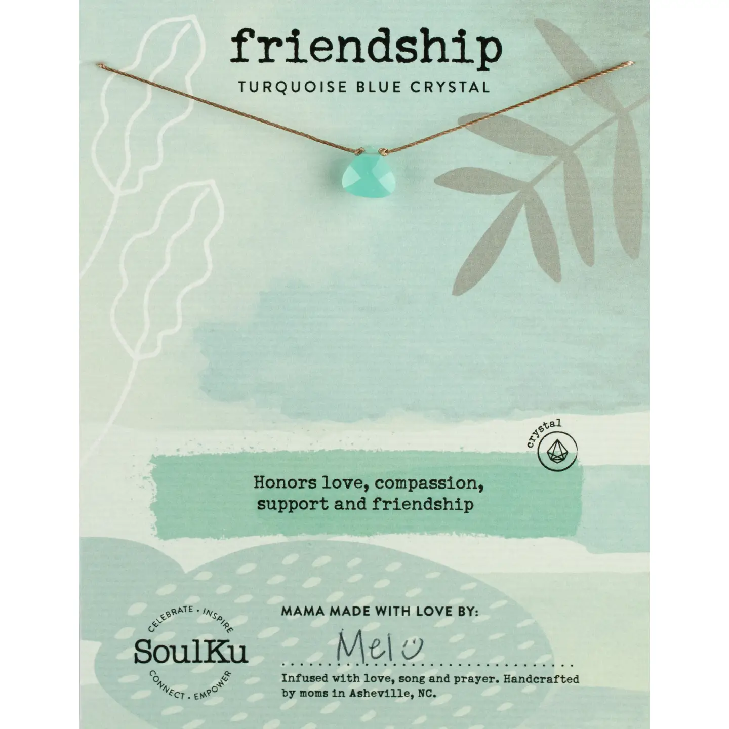 Soul Shine Necklace Turquoise Blue Crystal for Friendship