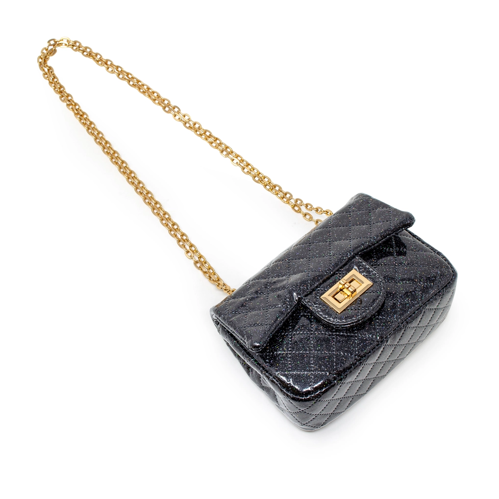 Girls Classic Quilted Sparkle Mini Handbag