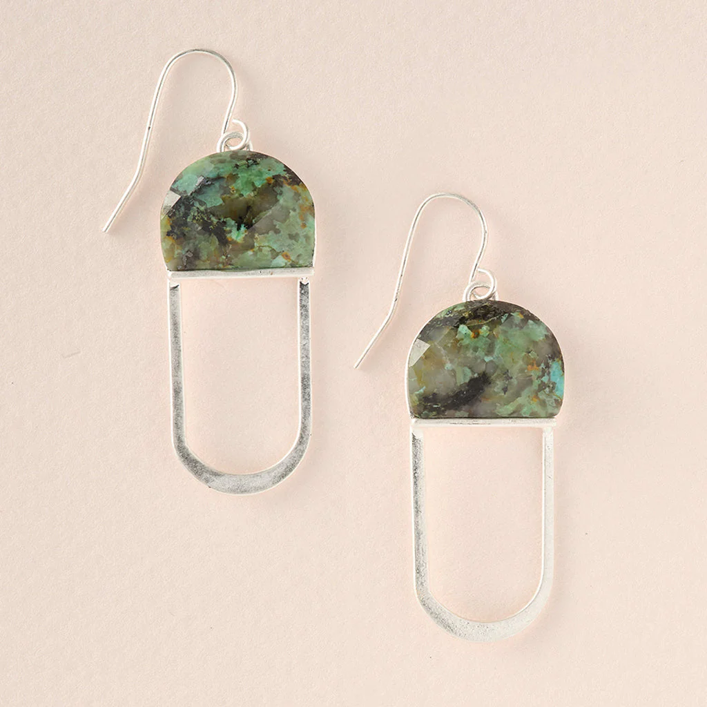 Chandelier Earrings-Silver : African Turquoise