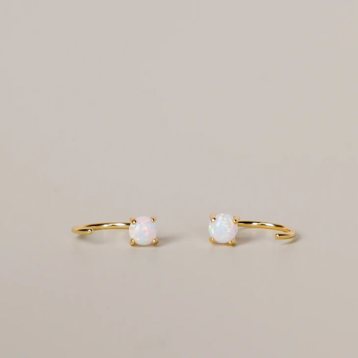 Huggie Earrings - White Opal