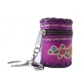 Leather Keychain Cylinder Zip Around