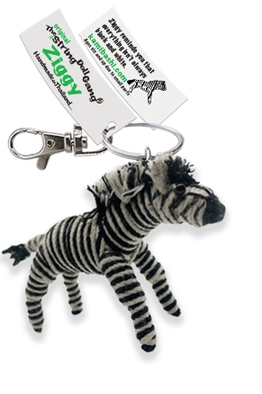 Ziggy the Zebra String Doll Keychain