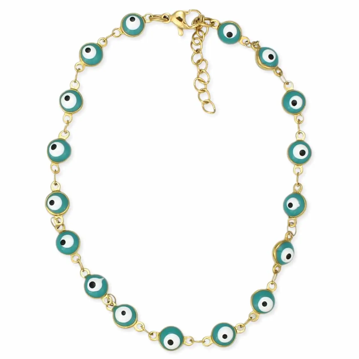 Turquoise Evil Eye Gold Link Anklet