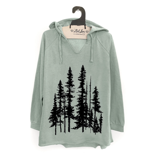 V-Notch Pullover Hoodie Evergreen