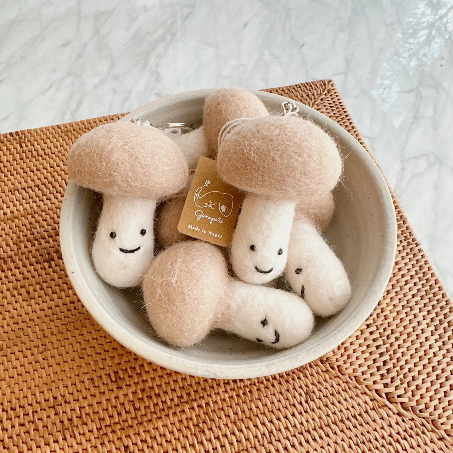 Felted Mushroom Keychain