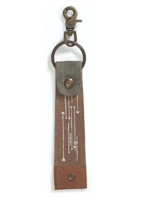 Up-Cycled Canvas Live Love Wander Key Fob
