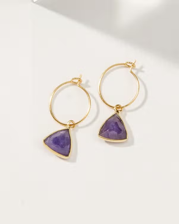 Mini Triangle Hoop Earrings - Tanzanite