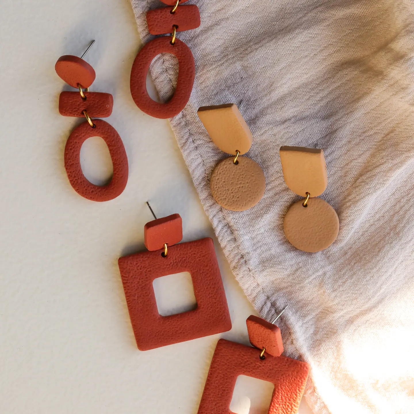 Circle Dome Clay Earrings
