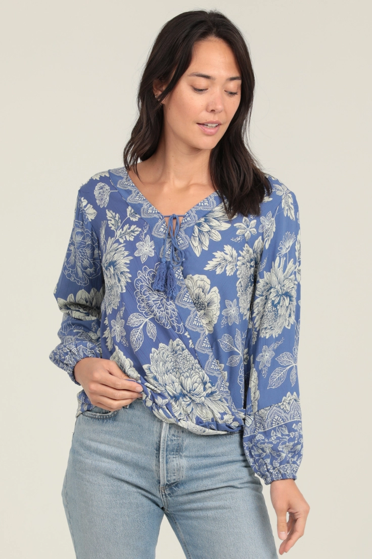 Tie Neck Long Sleeve Blouse