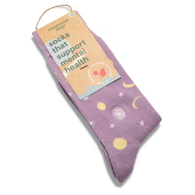 Socks Support Mental Health Moon + Stars