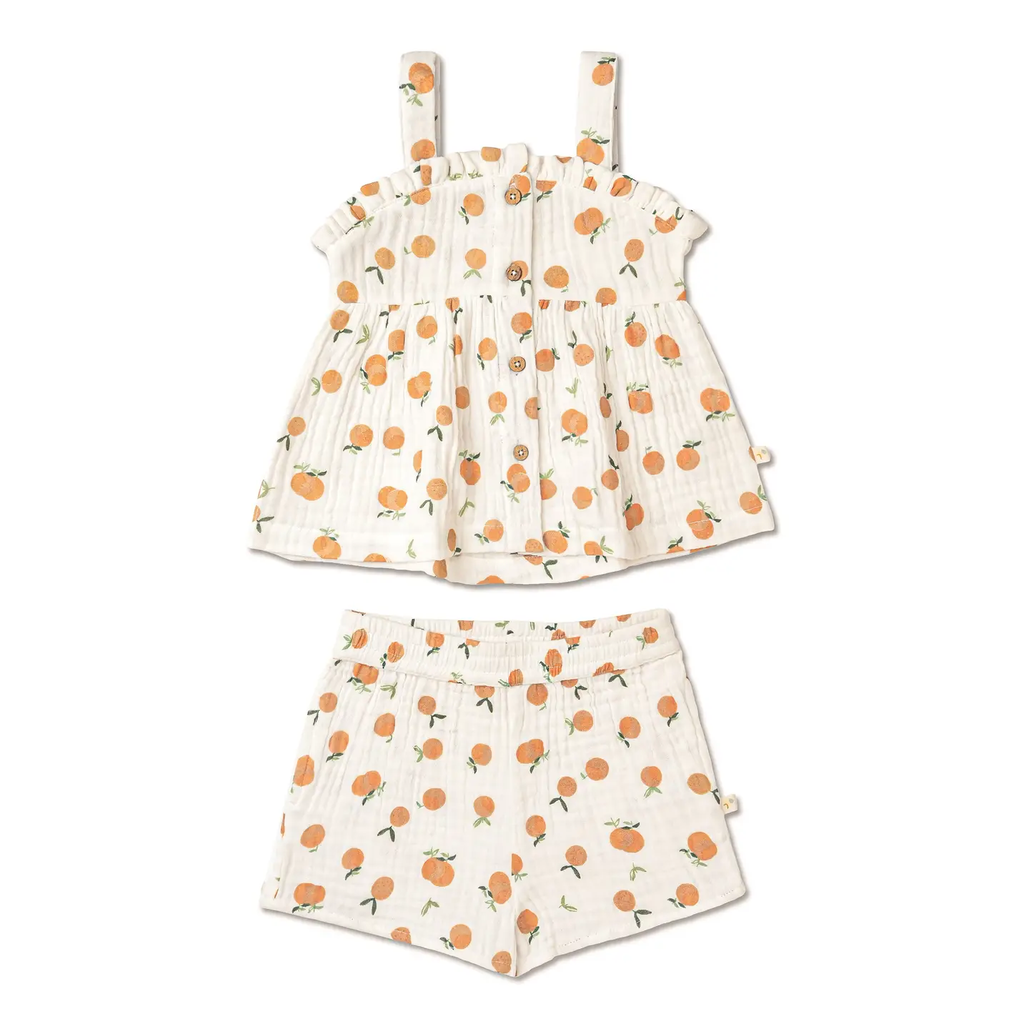 Girls Organic Peplum Top & Shorts Set - Mandarin