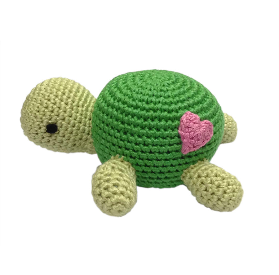 Knit Crocheted Turtle Rattle