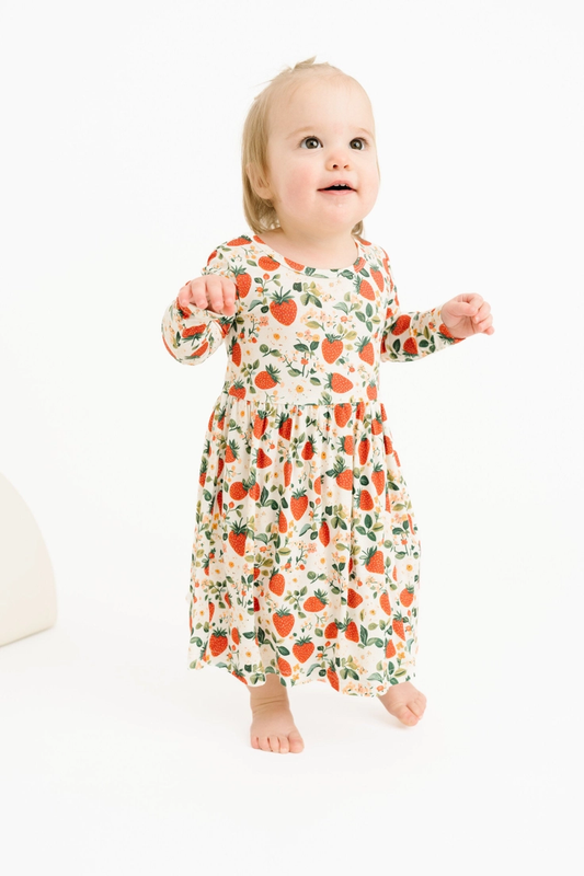 Girls Vintage Strawberry Bamboo Dress