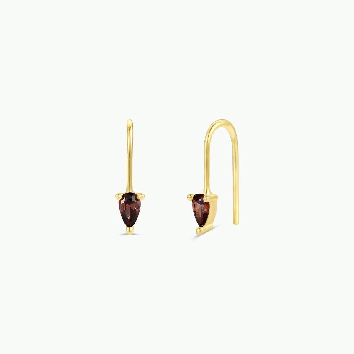 Coffee CZ Dewdrop Mini Threader Earrings